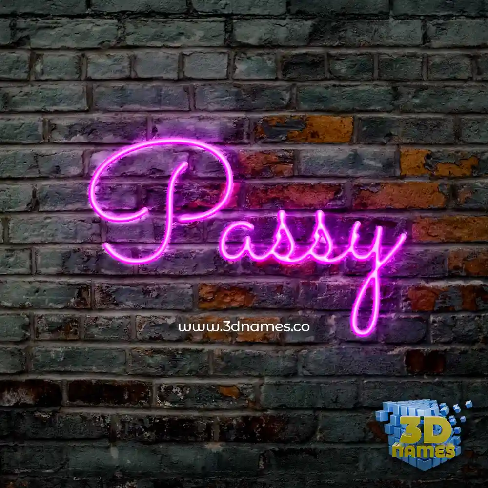 passy in Pink Neon style - 3D name wallpaper