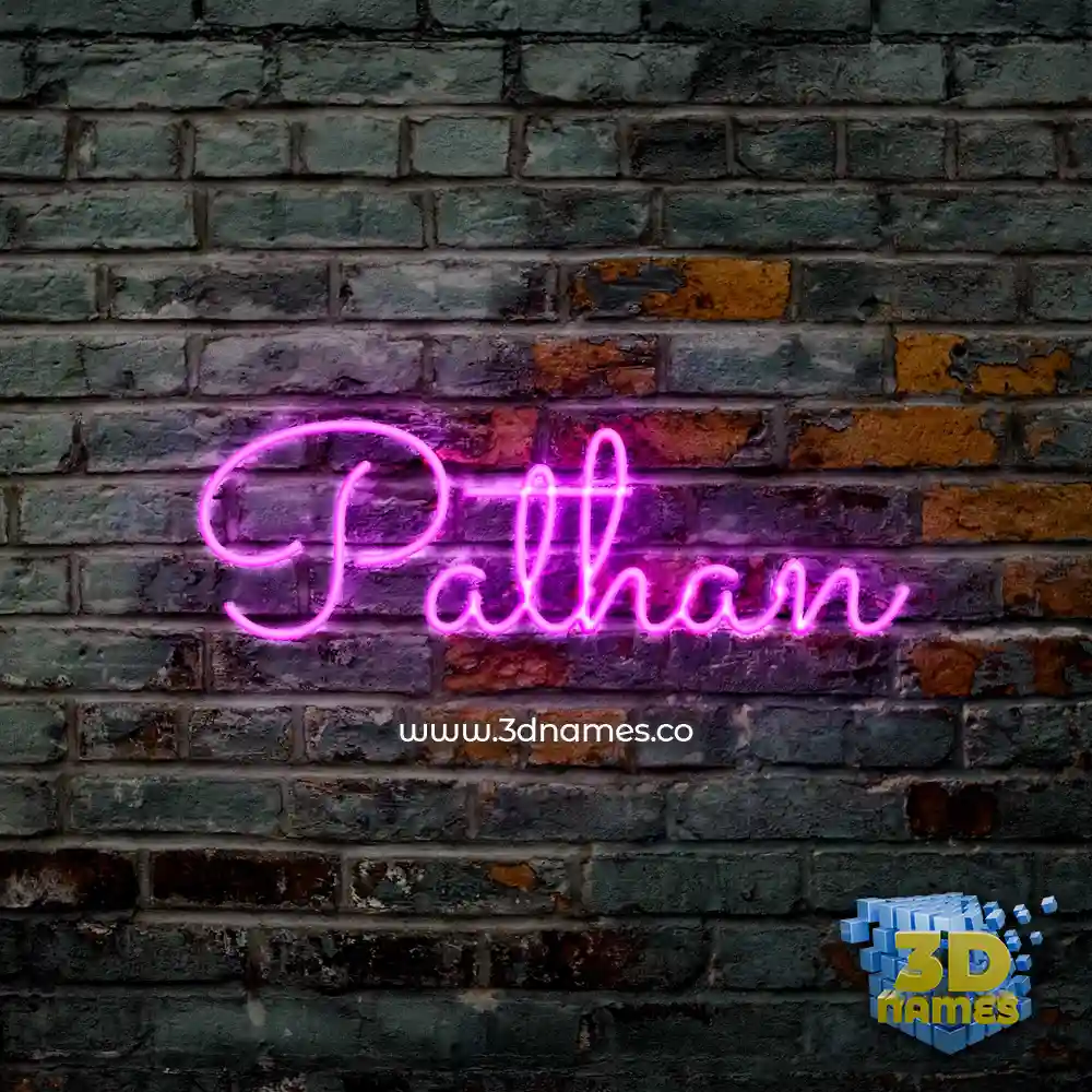 pathan in Pink Neon style - 3D name wallpaper