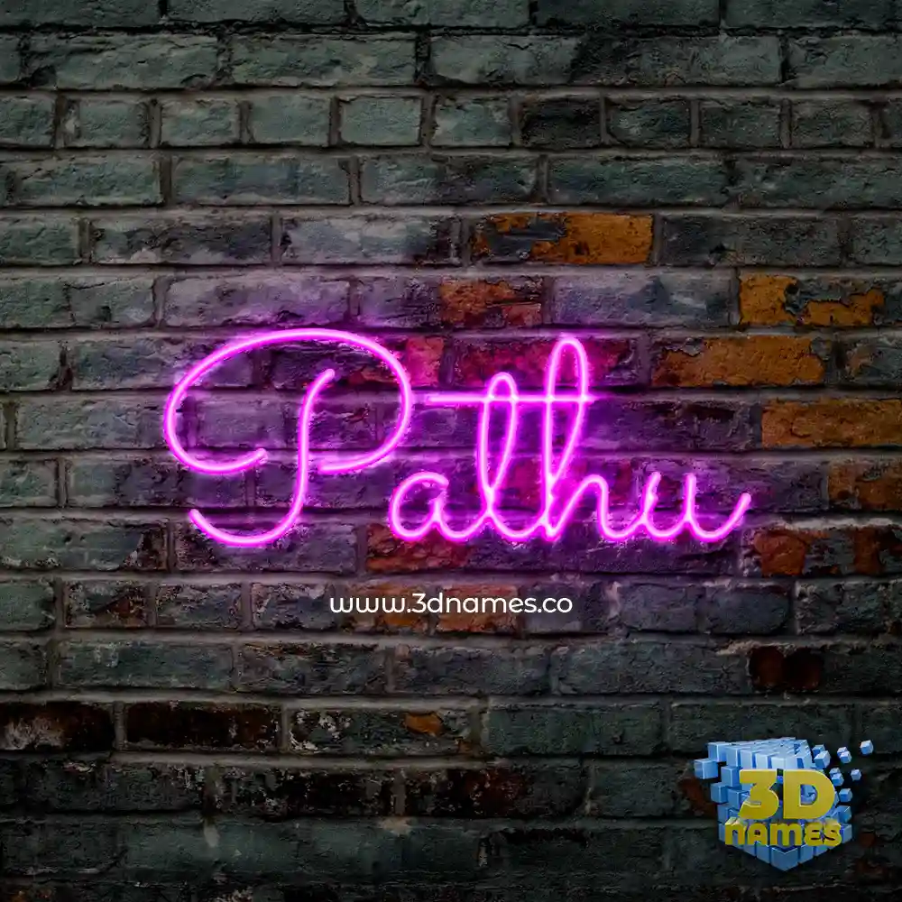 pathu in Pink Neon style - 3D name wallpaper