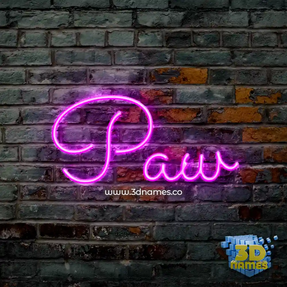 paw in Pink Neon style - 3D name wallpaper