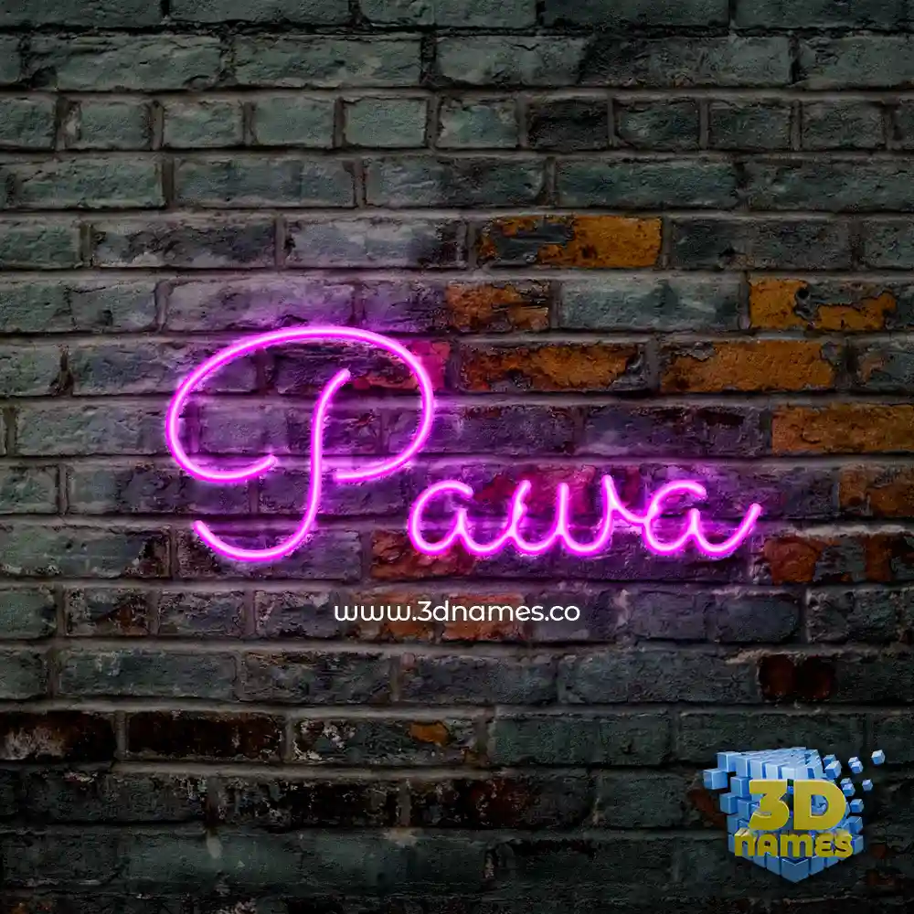 pawa in Pink Neon style - 3D name wallpaper