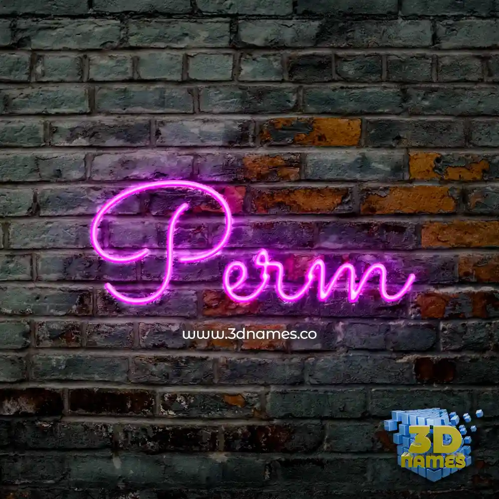 perm in Pink Neon style - 3D name wallpaper