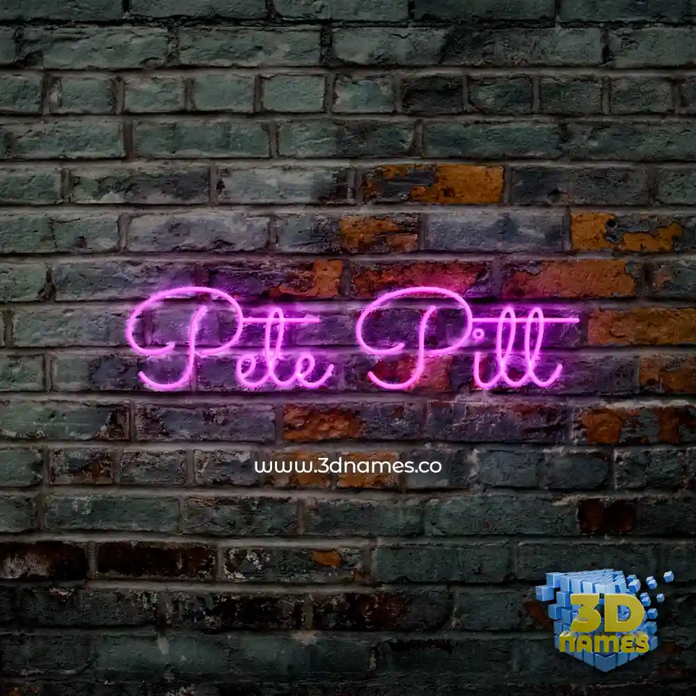 pete pitt in Pink Neon style - 3D name wallpaper