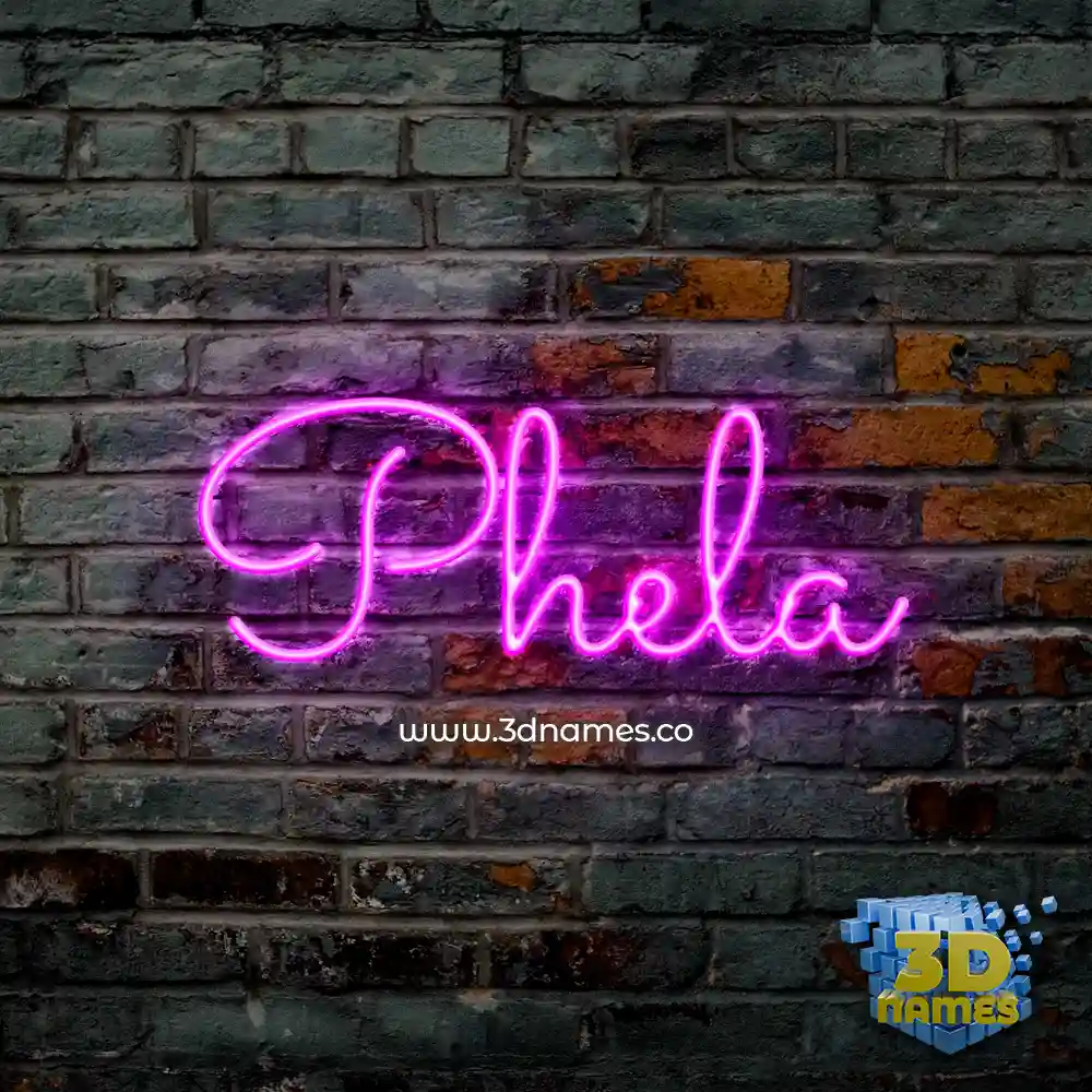 phela in Pink Neon style - 3D name wallpaper