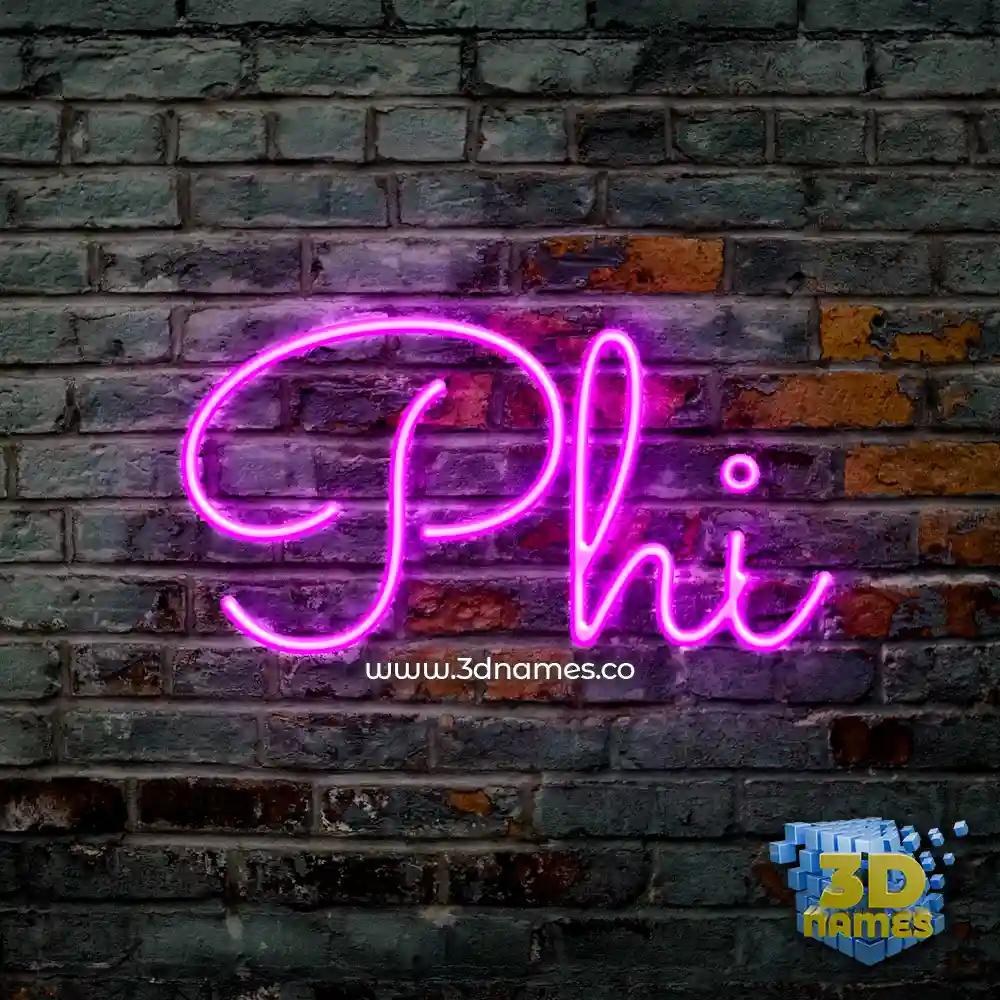 phi in Pink Neon style - 3D name wallpaper