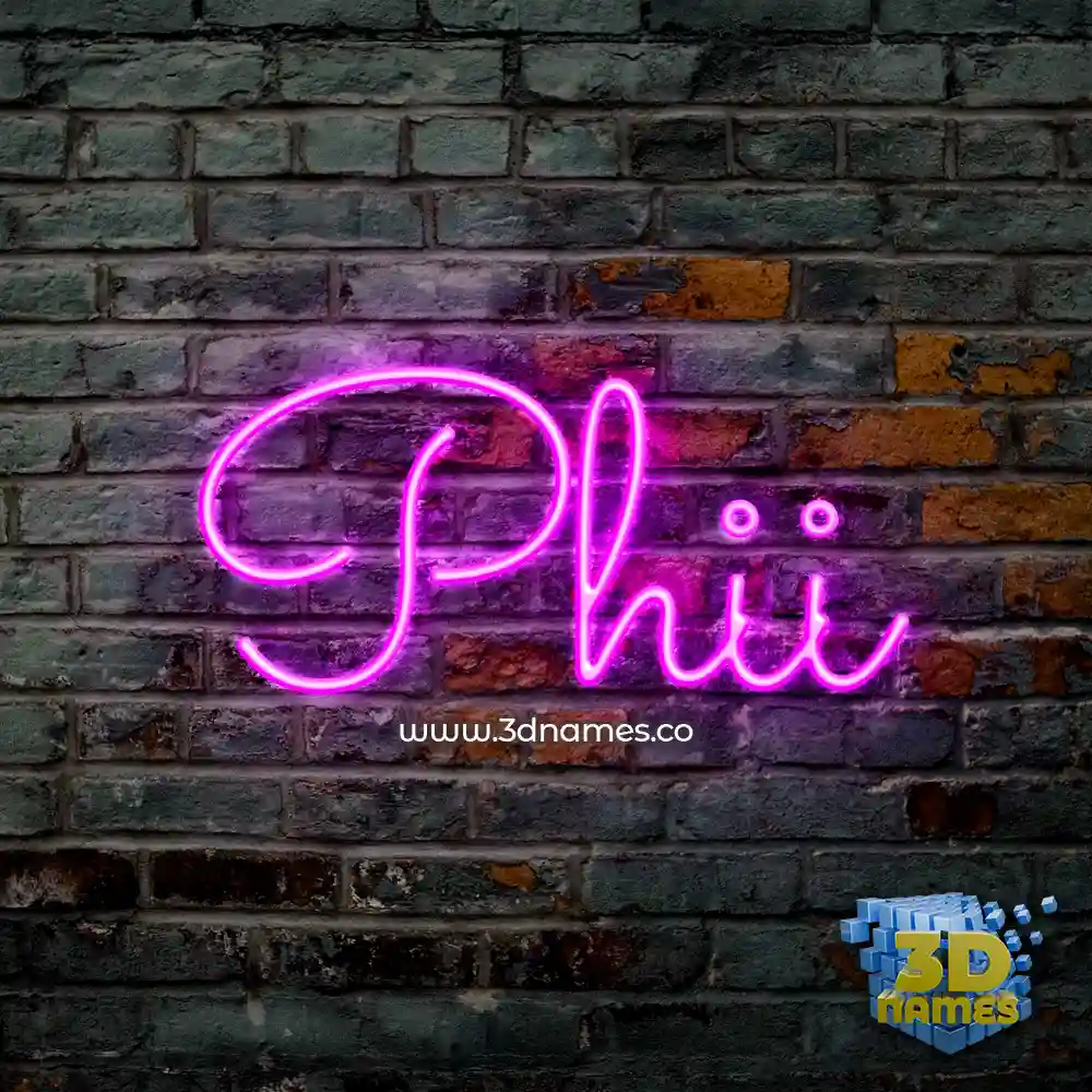 phii in Pink Neon style - 3D name wallpaper