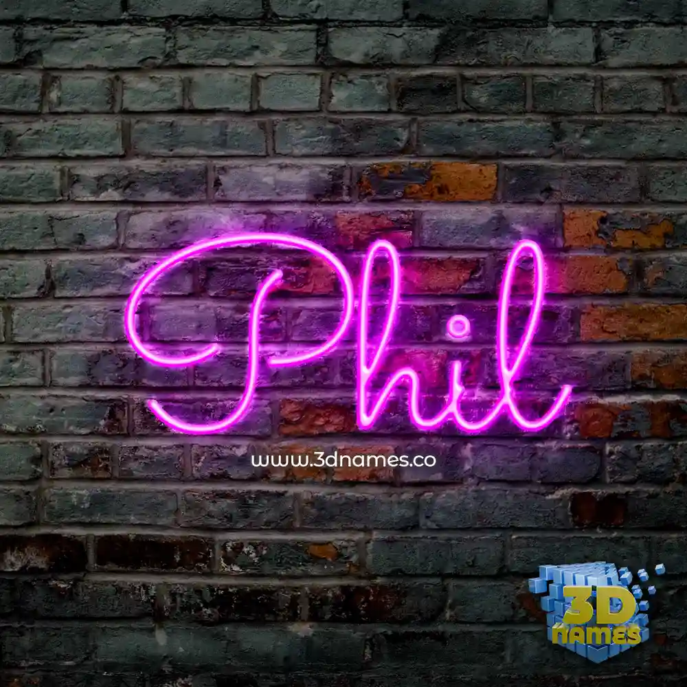 phil in Pink Neon style - 3D name wallpaper