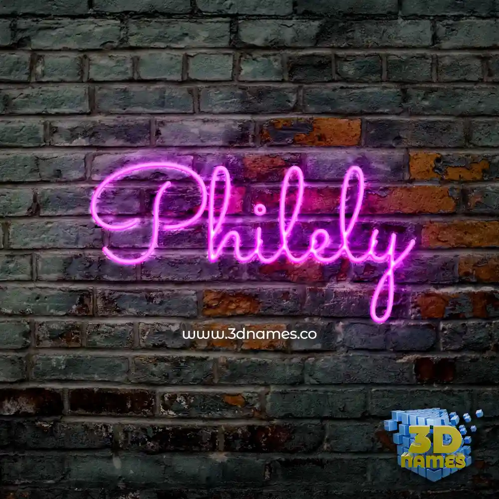philely in Pink Neon style - 3D name wallpaper