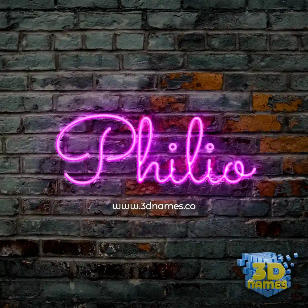 philio in Pink Neon style - 3D name wallpaper
