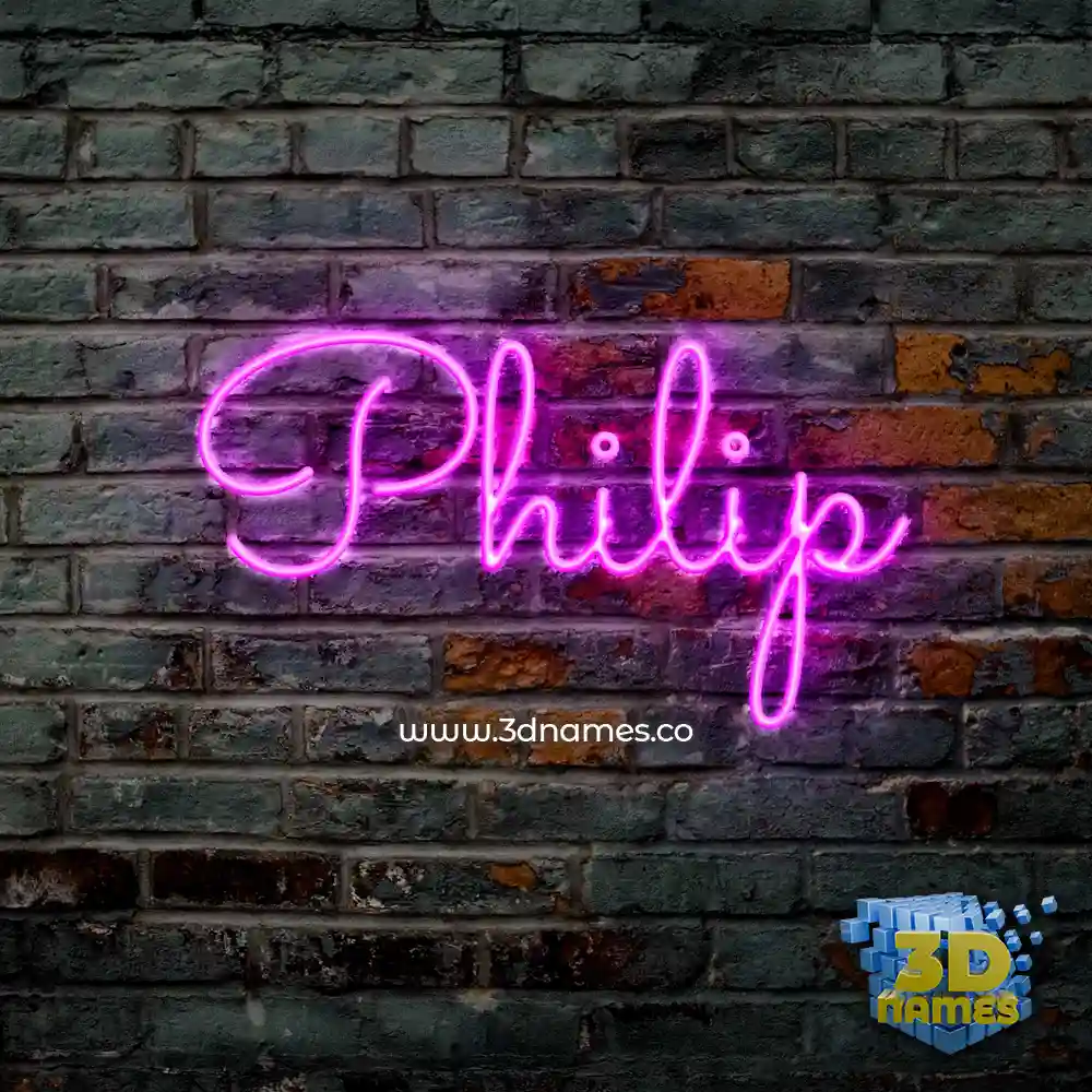 philip in Pink Neon style - 3D name wallpaper