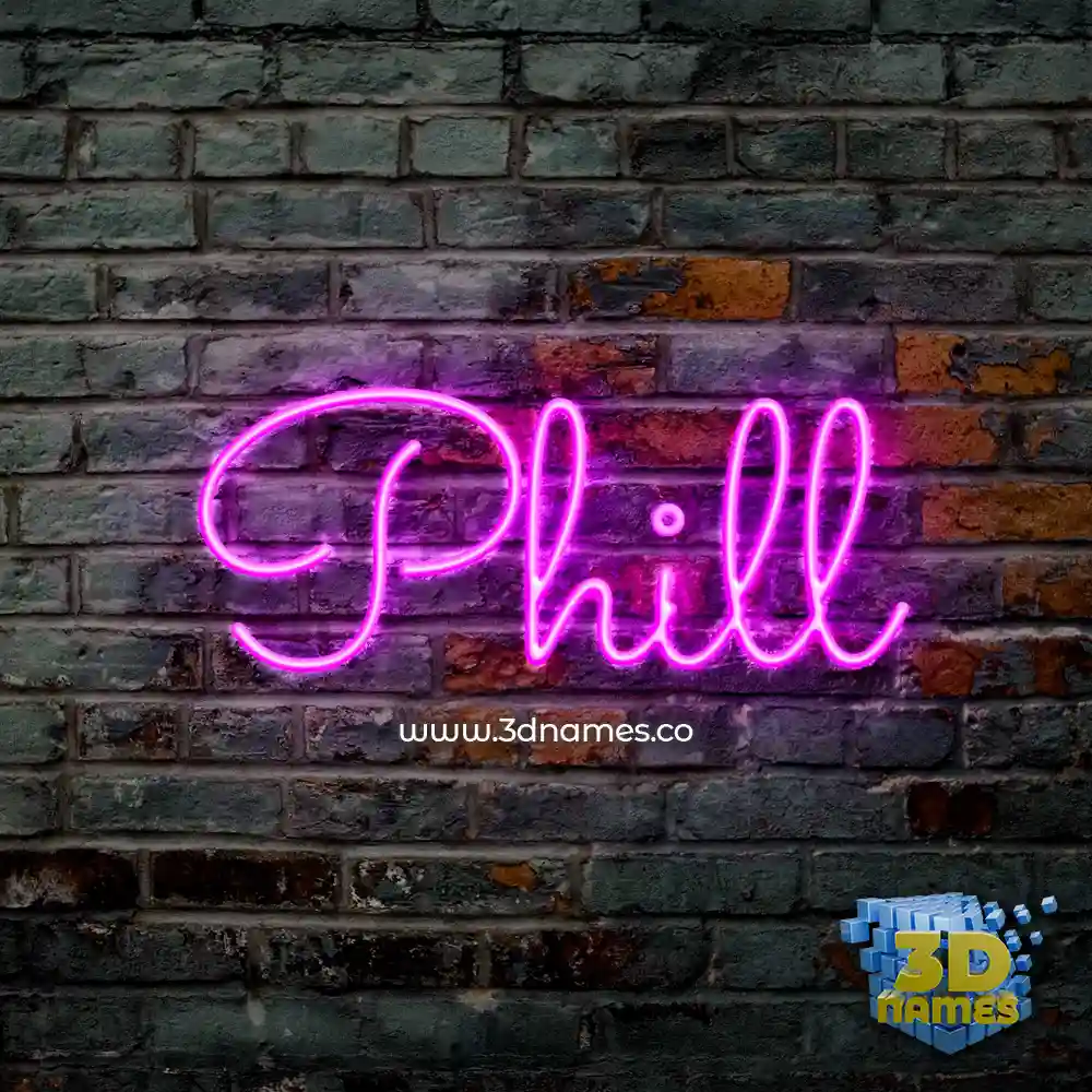 phill in Pink Neon style - 3D name wallpaper