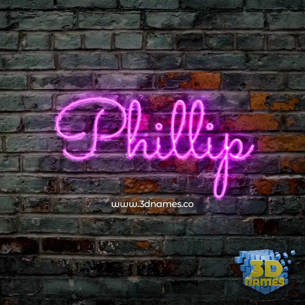 phillip in Pink Neon style - 3D name wallpaper
