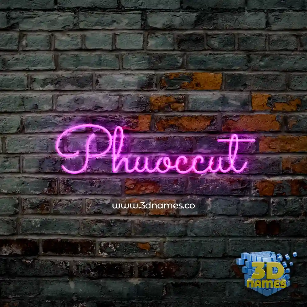 phuoccut in Pink Neon style - 3D name wallpaper