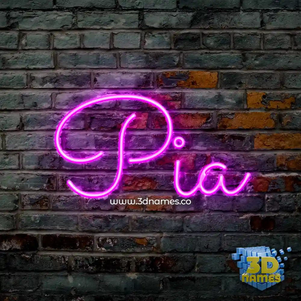 pia in Pink Neon style - 3D name wallpaper