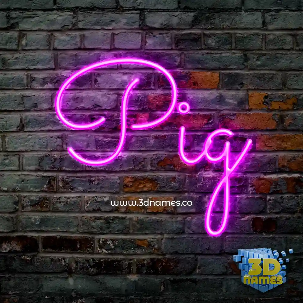 pig in Pink Neon style - 3D name wallpaper