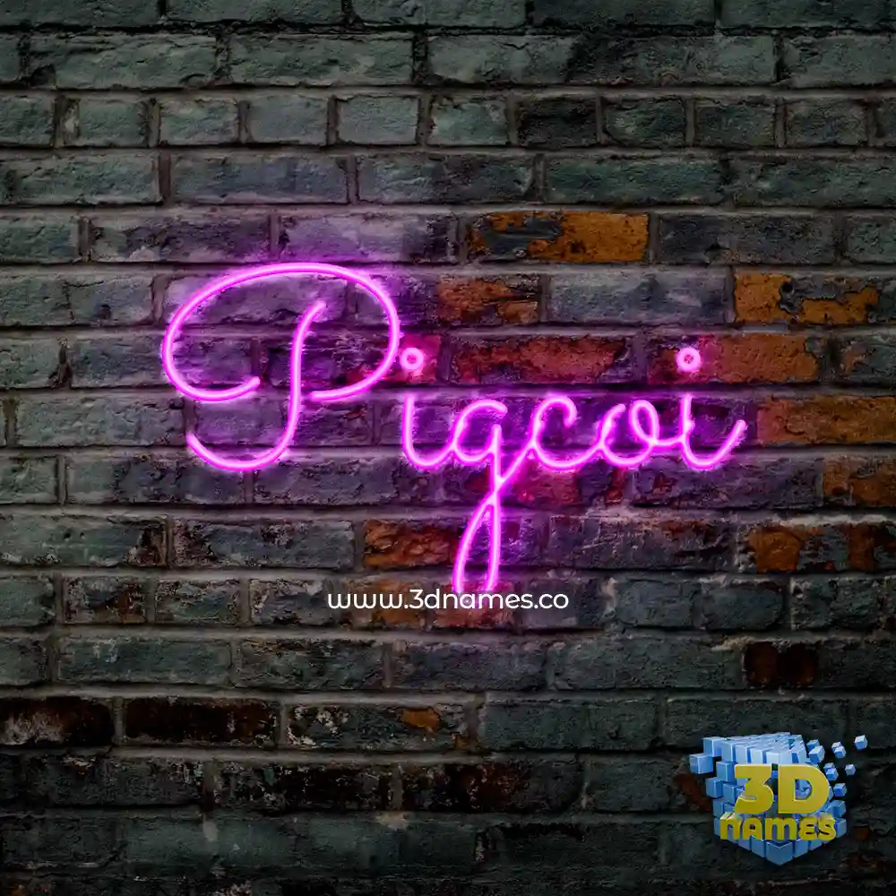 pigcoi in Pink Neon style - 3D name wallpaper