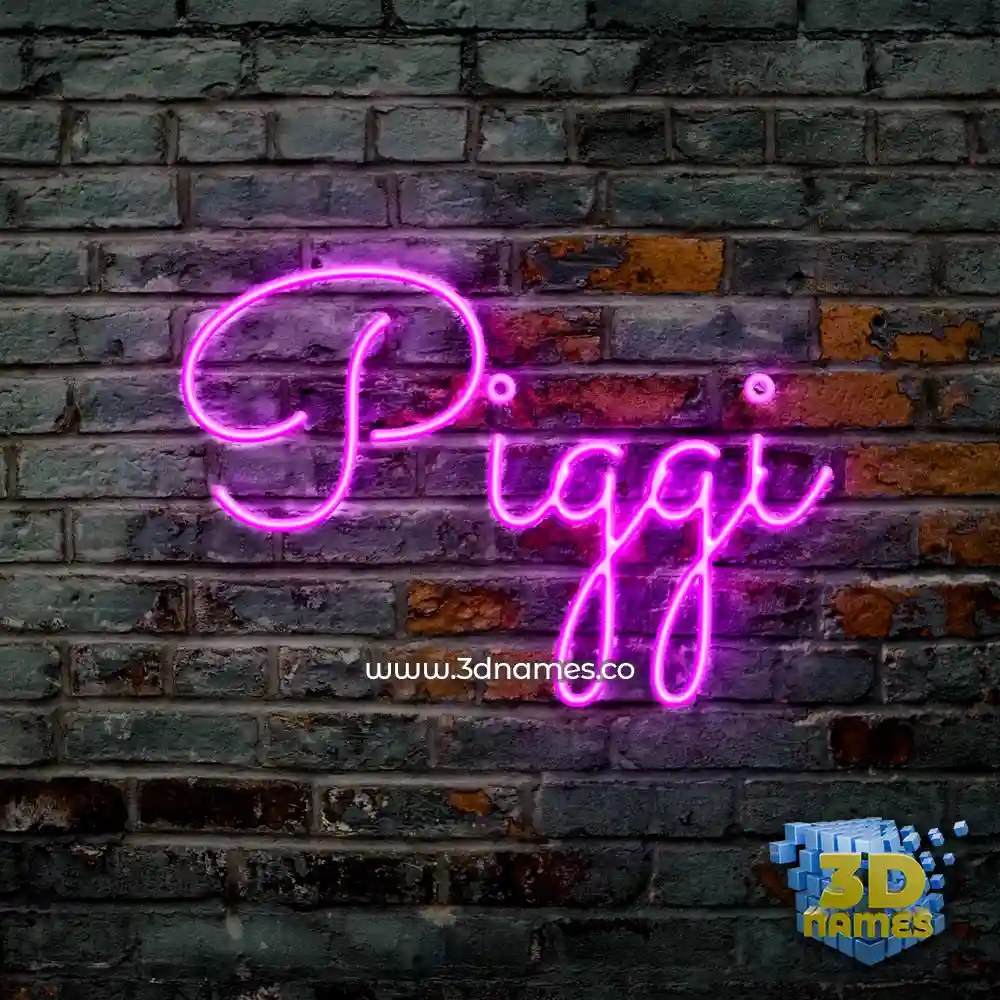 piggi in Pink Neon style - 3D name wallpaper