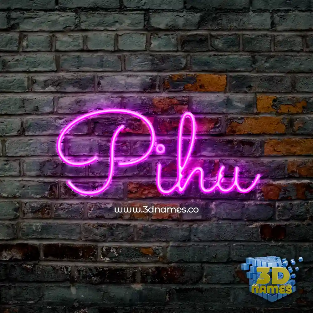 pihu in Pink Neon style - 3D name wallpaper