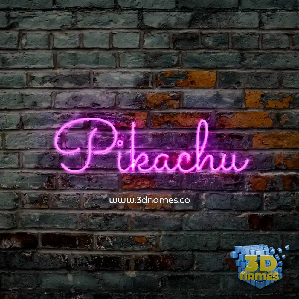 pikachu in Pink Neon style - 3D name wallpaper