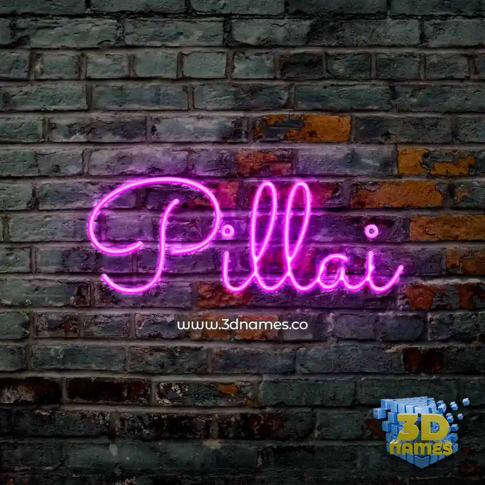 pillai in Pink Neon style - 3D name wallpaper