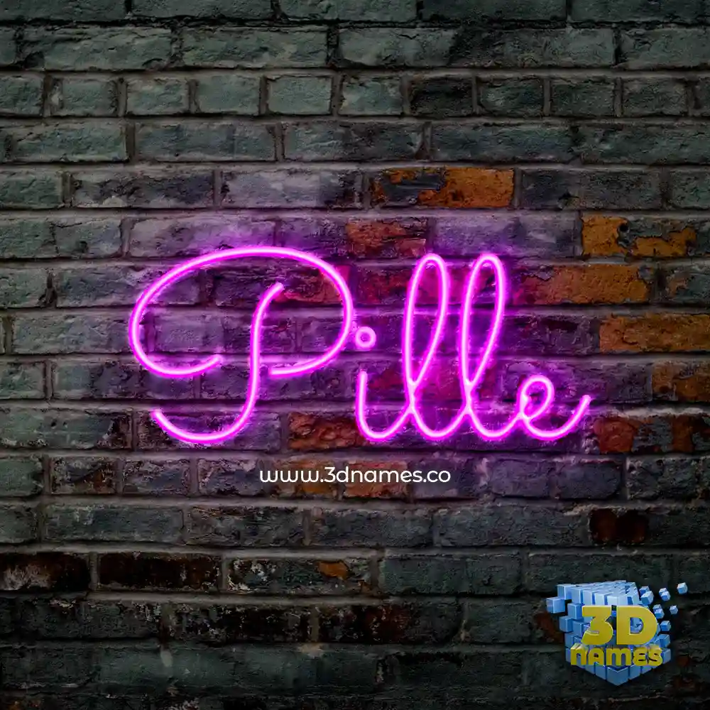 pille in Pink Neon style - 3D name wallpaper