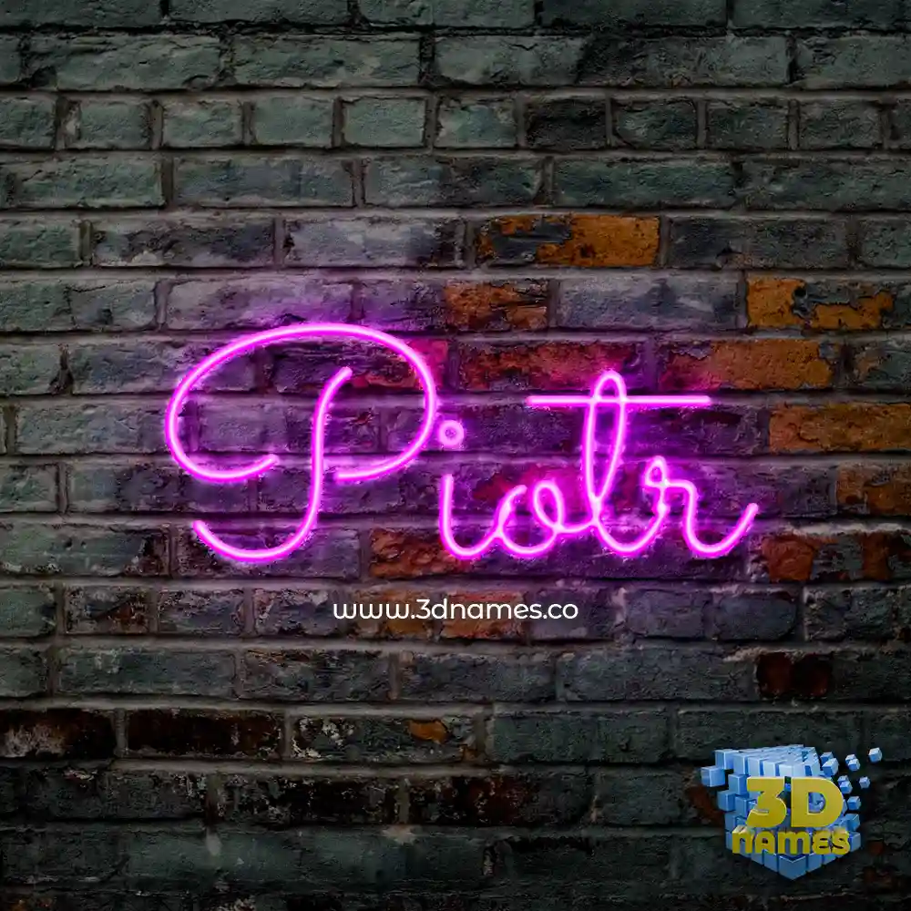 piotr in Pink Neon style - 3D name wallpaper