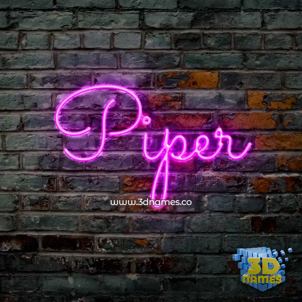 piper in Pink Neon style - 3D name wallpaper