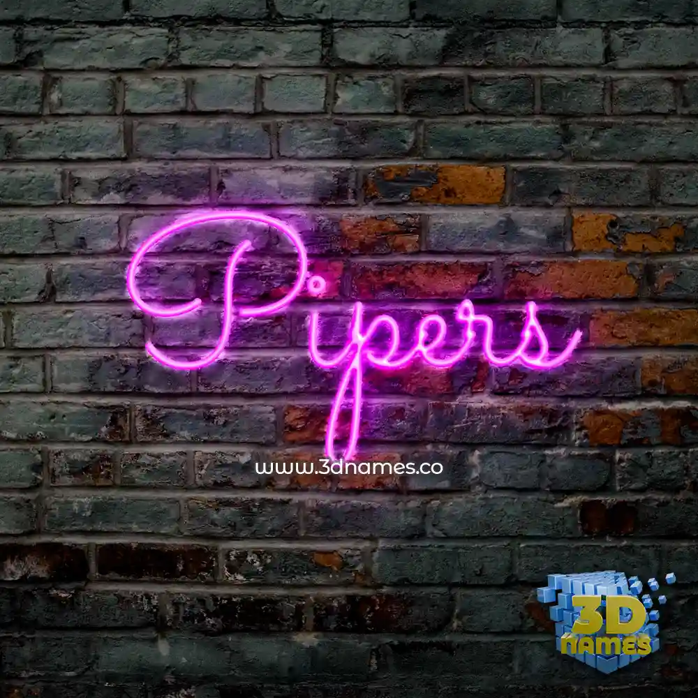pipers in Pink Neon style - 3D name wallpaper