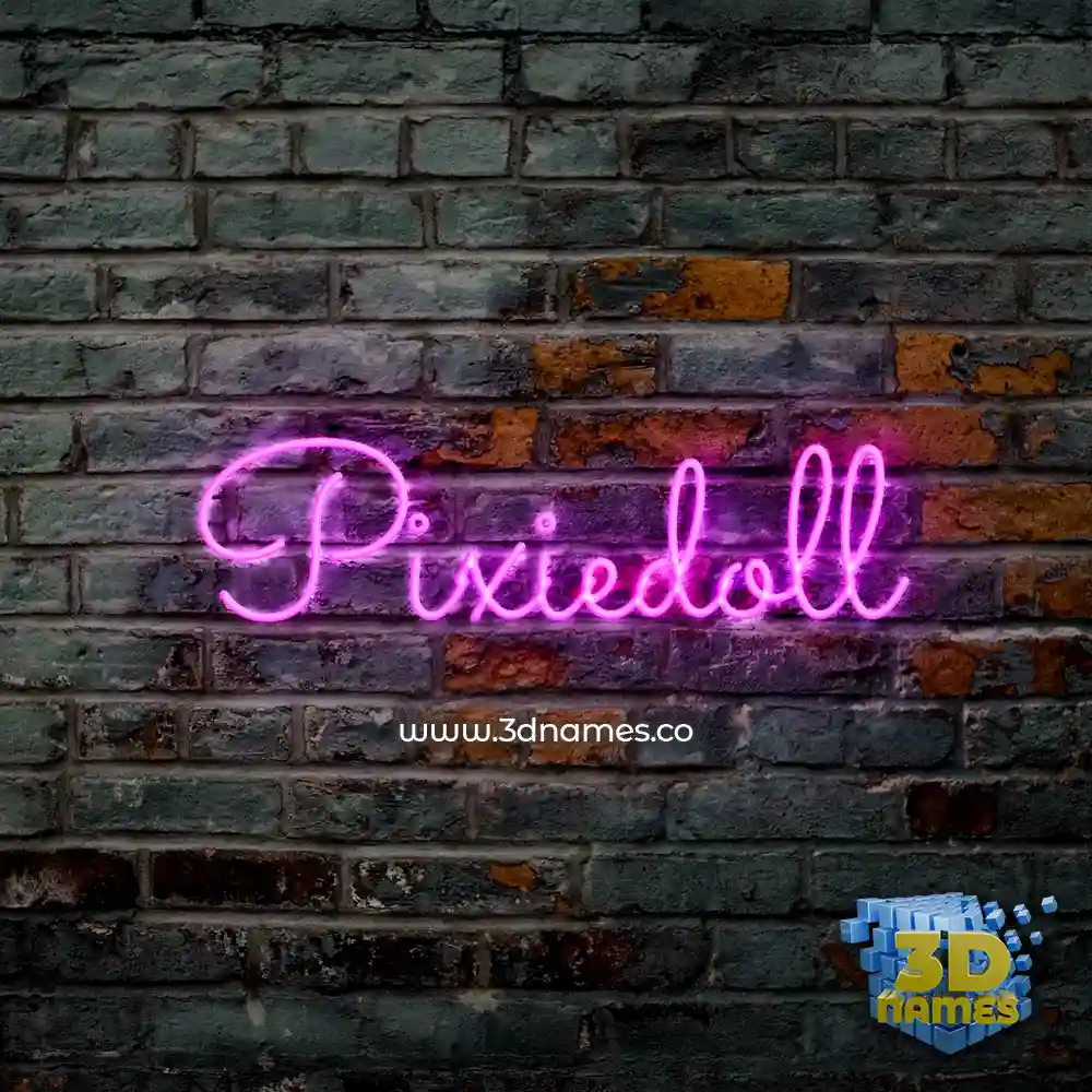 pixiedoll in Pink Neon style - 3D name wallpaper