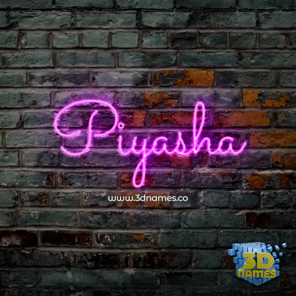 piyasha in Pink Neon style - 3D name wallpaper