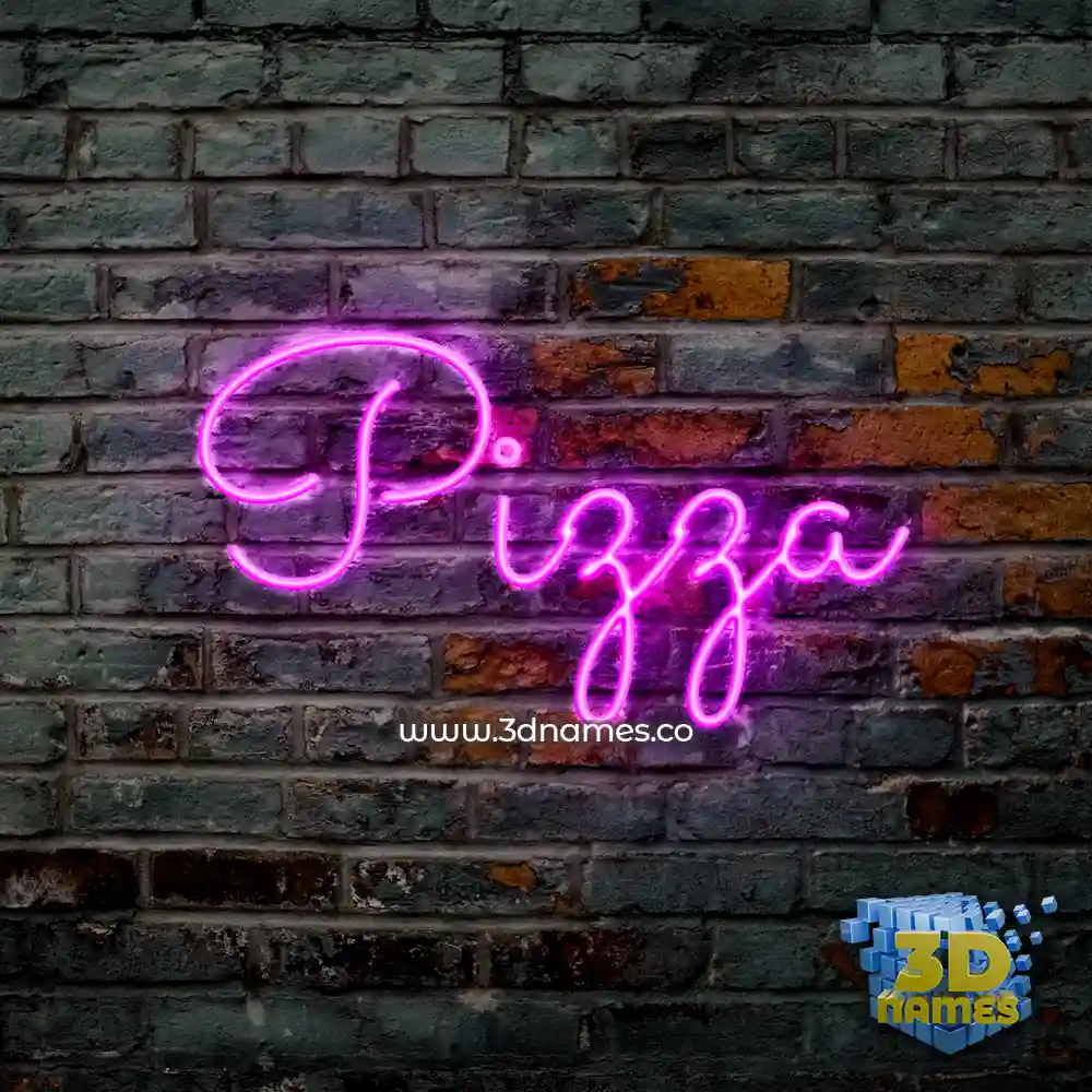 pizza in Pink Neon style - 3D name wallpaper