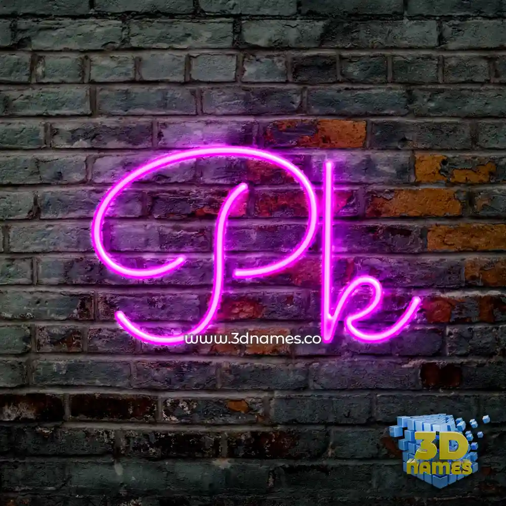 pk in Pink Neon style - 3D name wallpaper