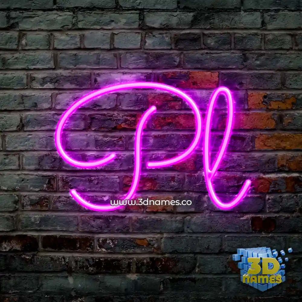 pl in Pink Neon style - 3D name wallpaper