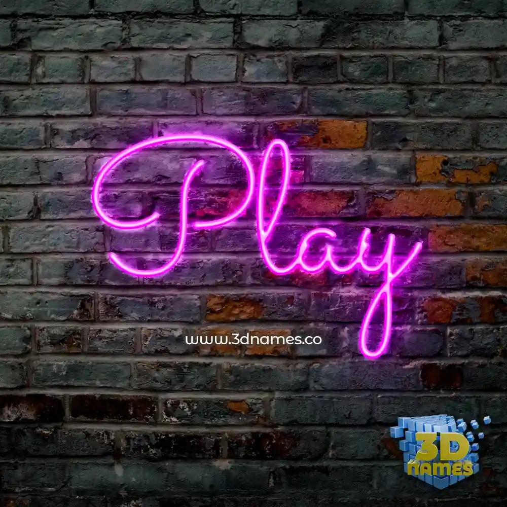 play in Pink Neon style - 3D name wallpaper