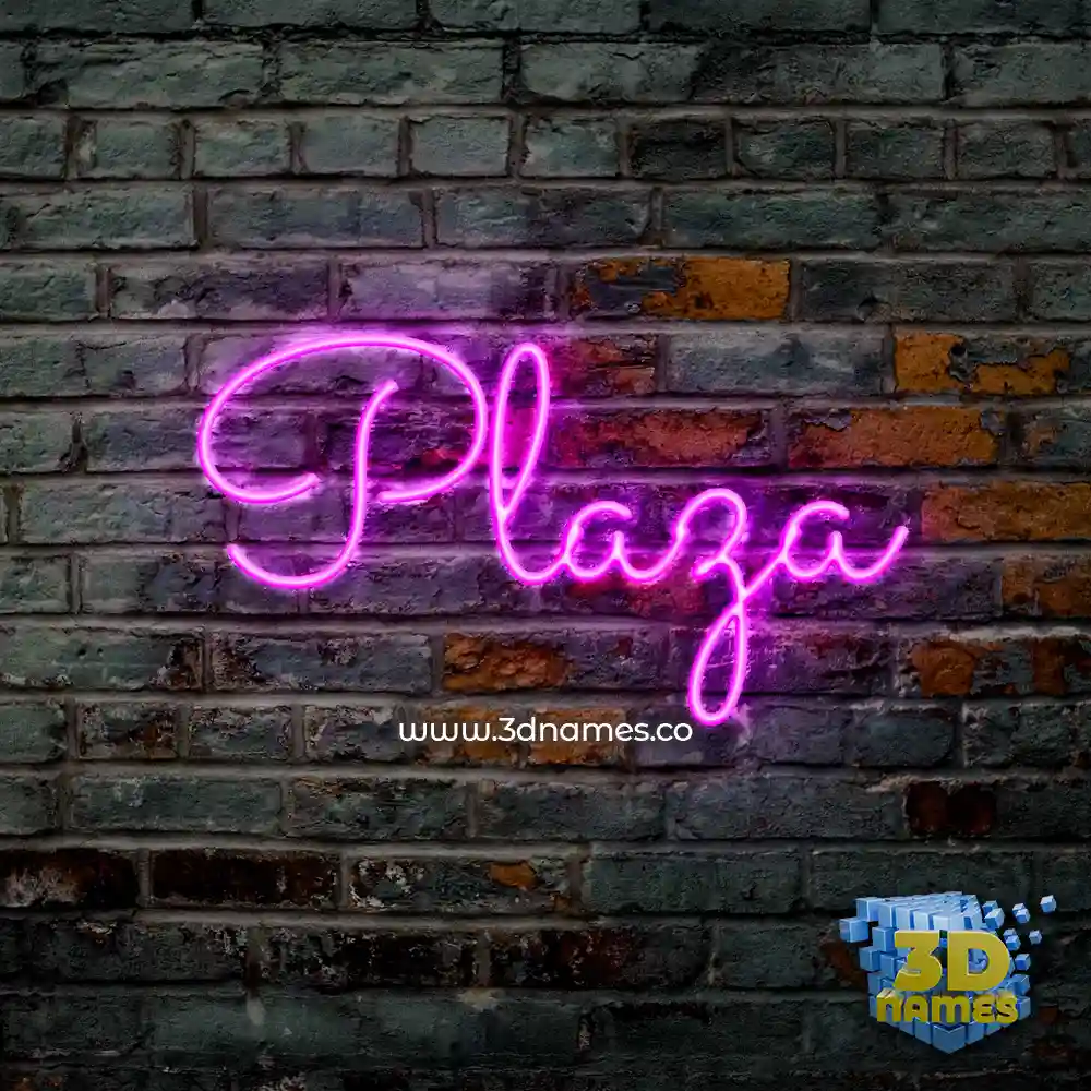 plaza in Pink Neon style - 3D name wallpaper