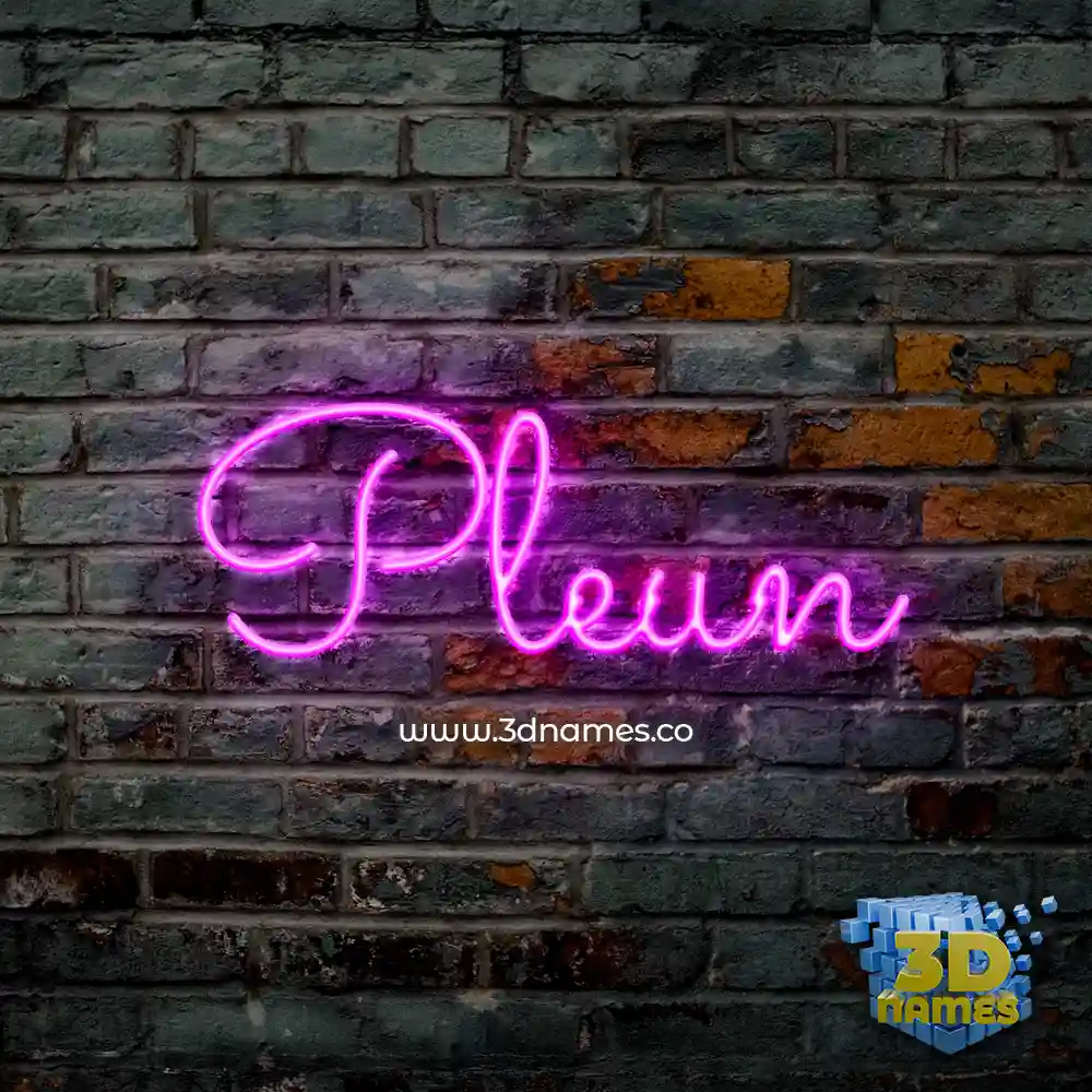 pleun in Pink Neon style - 3D name wallpaper