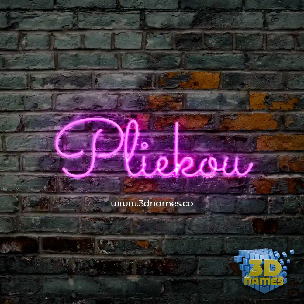 pliekou in Pink Neon style - 3D name wallpaper