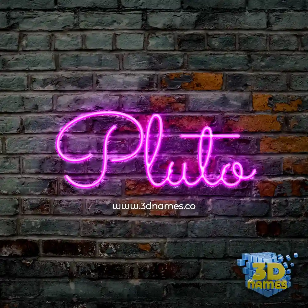 pluto in Pink Neon style - 3D name wallpaper