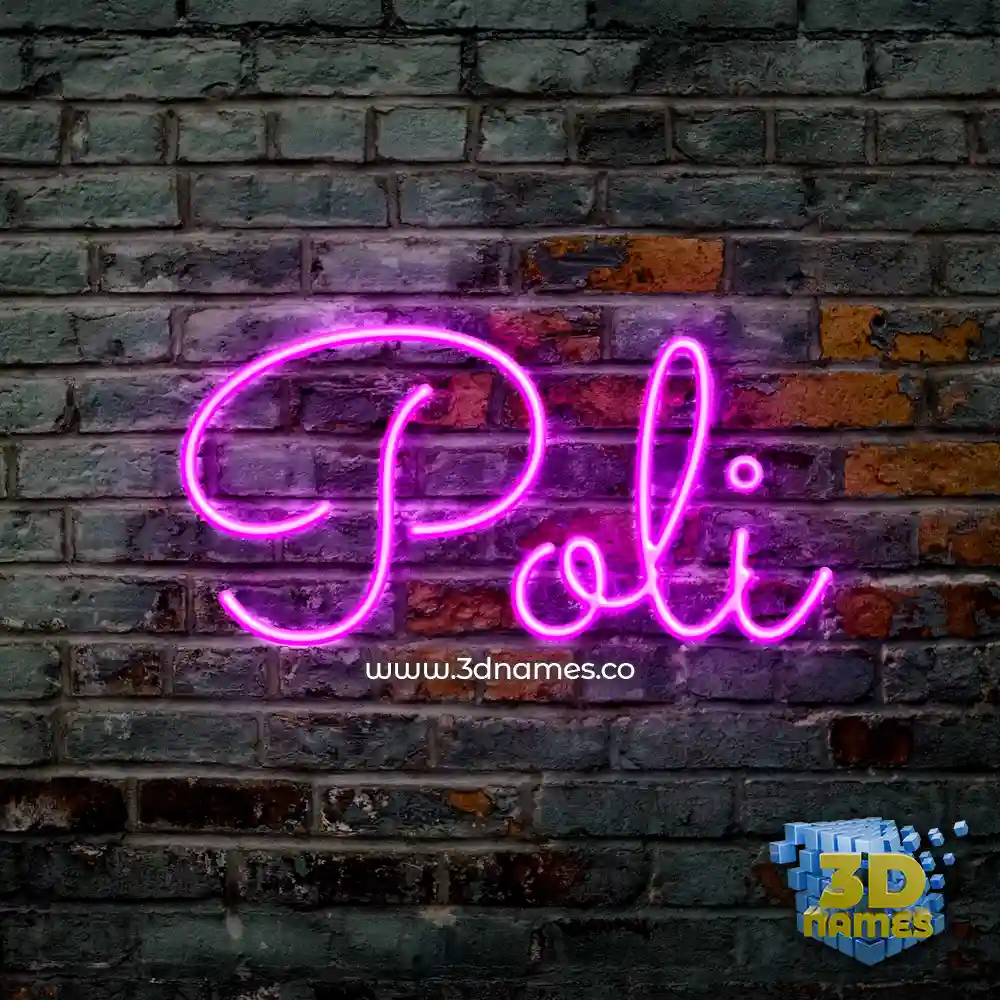 poli in Pink Neon style - 3D name wallpaper