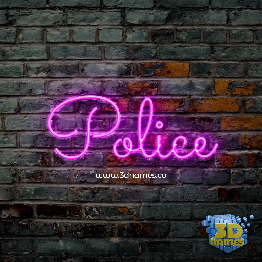 police in Pink Neon style - 3D name wallpaper