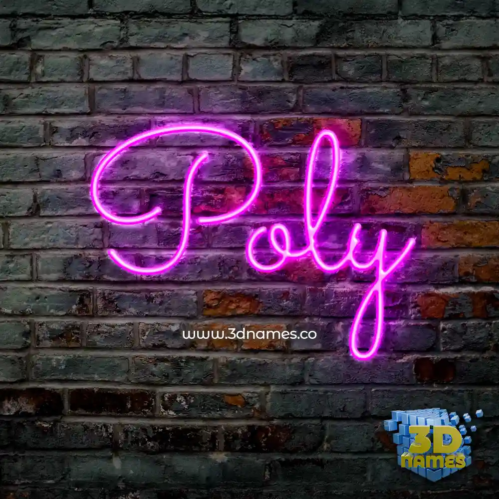 poly in Pink Neon style - 3D name wallpaper