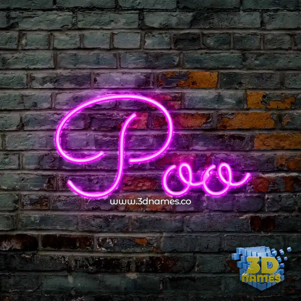 poo in Pink Neon style - 3D name wallpaper
