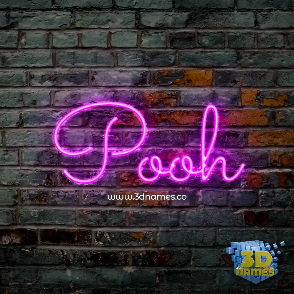 pooh in Pink Neon style - 3D name wallpaper