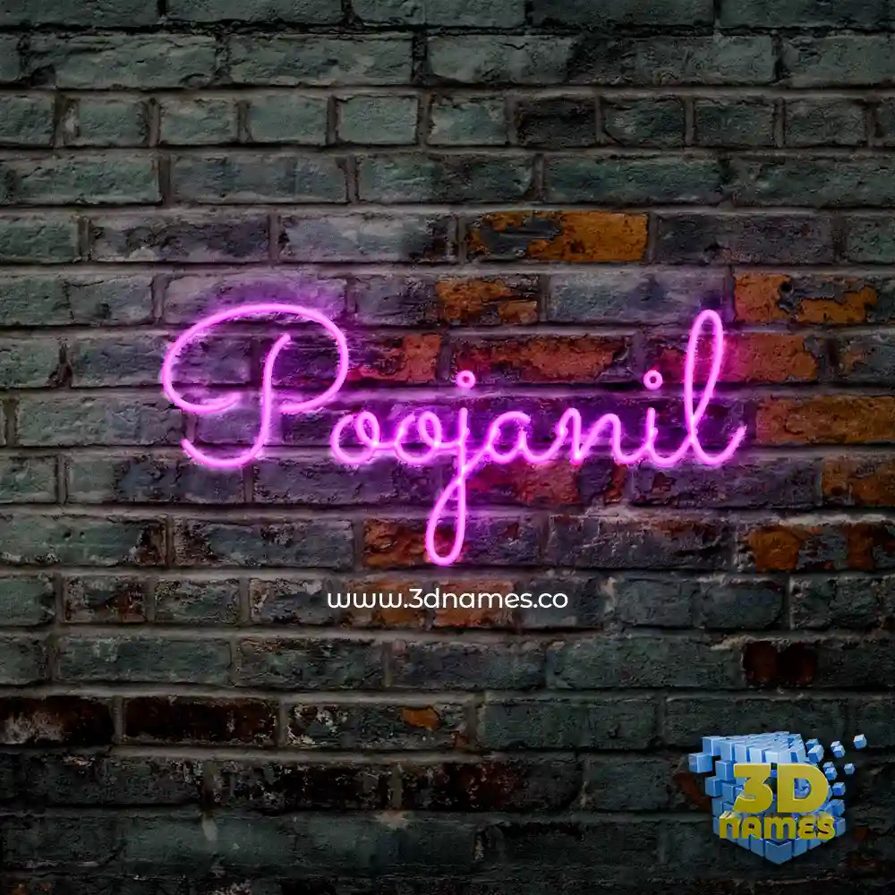 poojanil in Pink Neon style - 3D name wallpaper