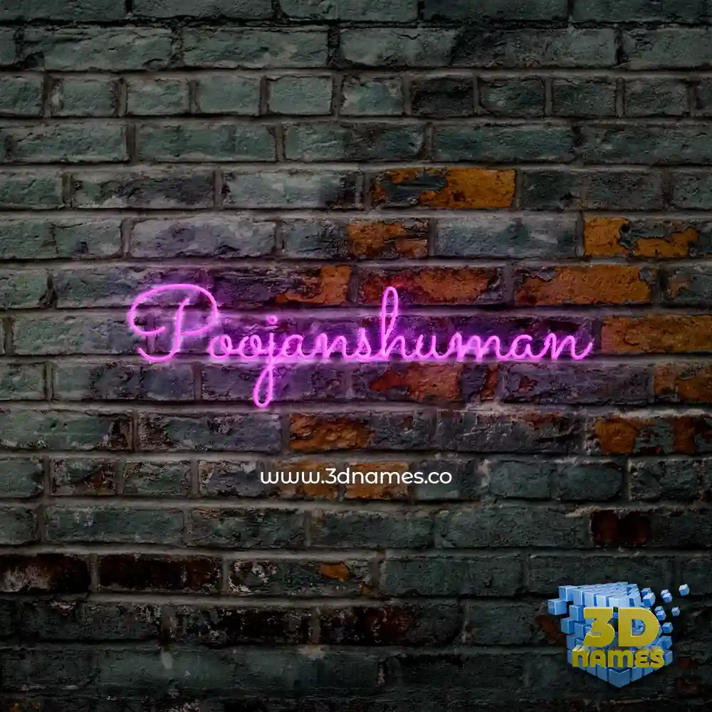 poojanshuman in Pink Neon style - 3D name wallpaper