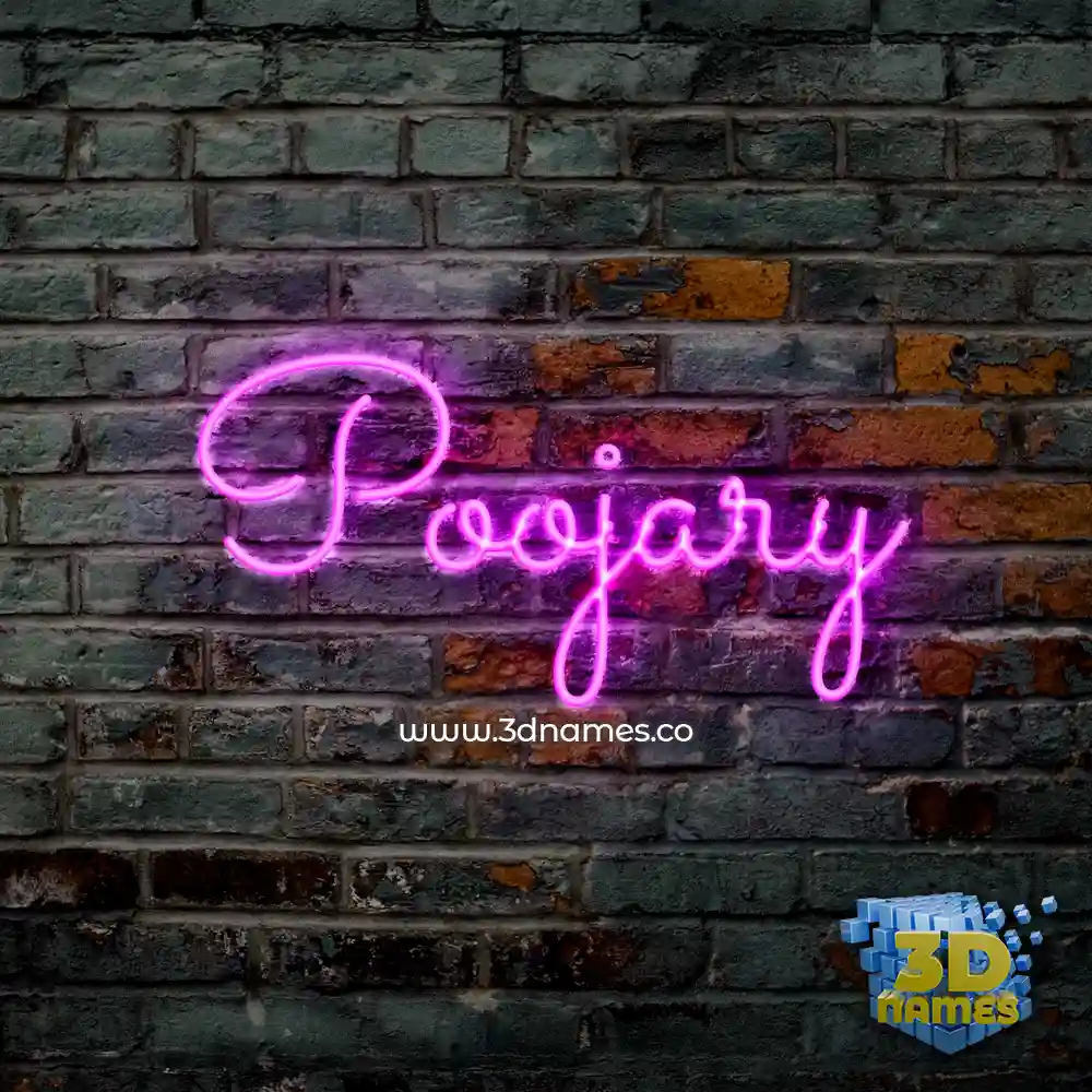 poojary in Pink Neon style - 3D name wallpaper