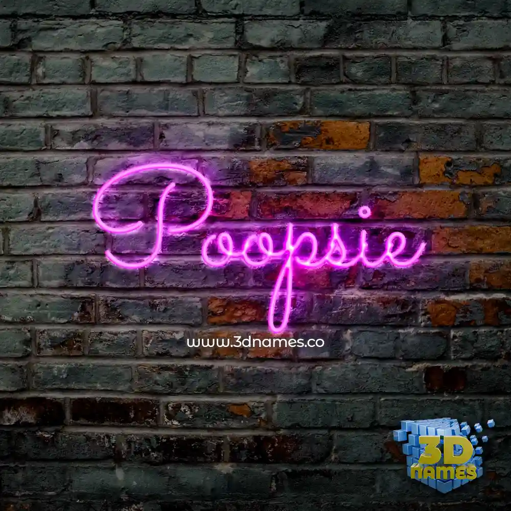 poopsie in Pink Neon style - 3D name wallpaper
