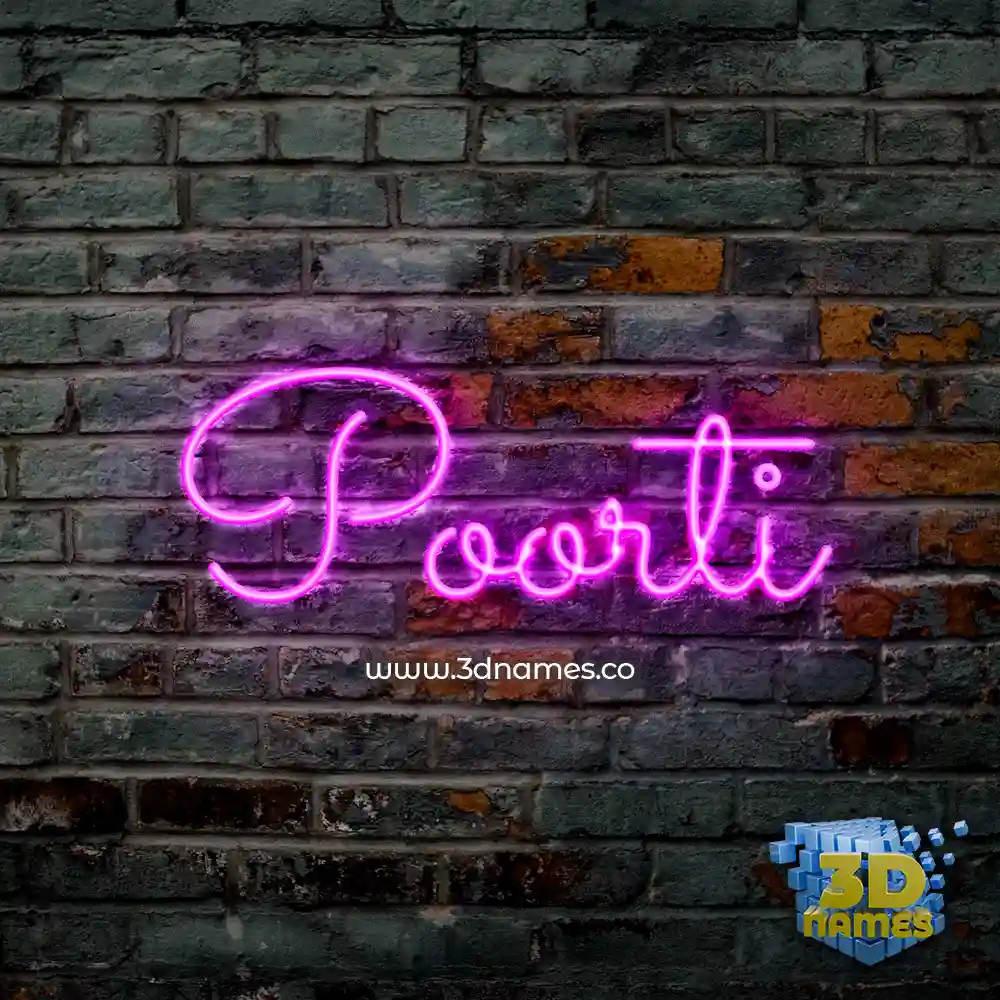 poorti in Pink Neon style - 3D name wallpaper