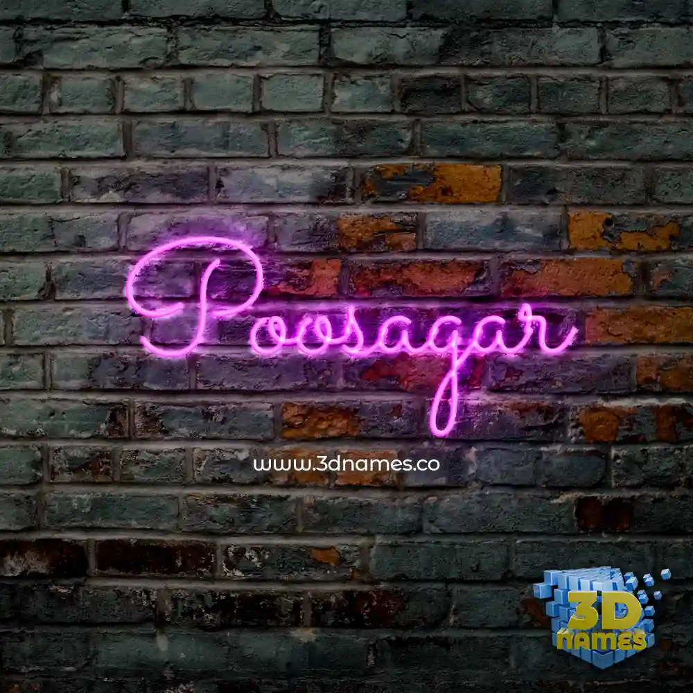 poosagar in Pink Neon style - 3D name wallpaper