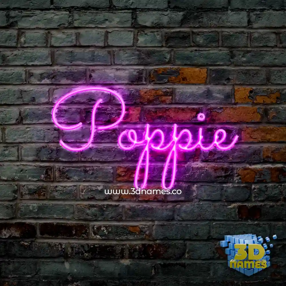 poppie in Pink Neon style - 3D name wallpaper